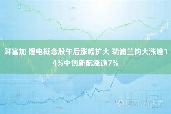 财富加 锂电概念股午后涨幅扩大 瑞浦兰钧大涨逾14%中创新航涨逾7%