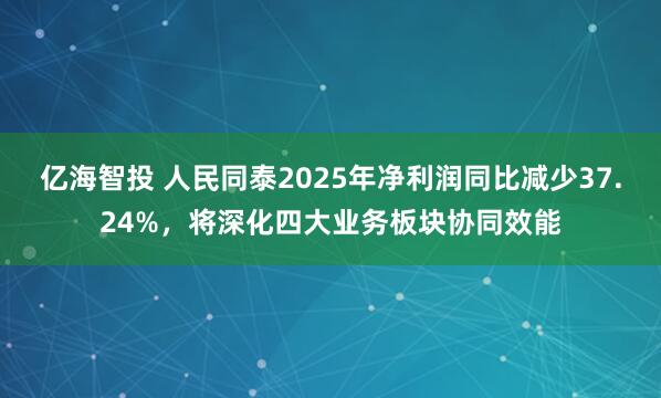 亿海智投 人民同泰2025年净利润同比减少37.24%，将深化四大业务板块协同效能