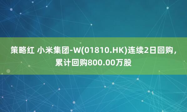 策略红 小米集团-W(01810.HK)连续2日回购，累计回购800.00万股